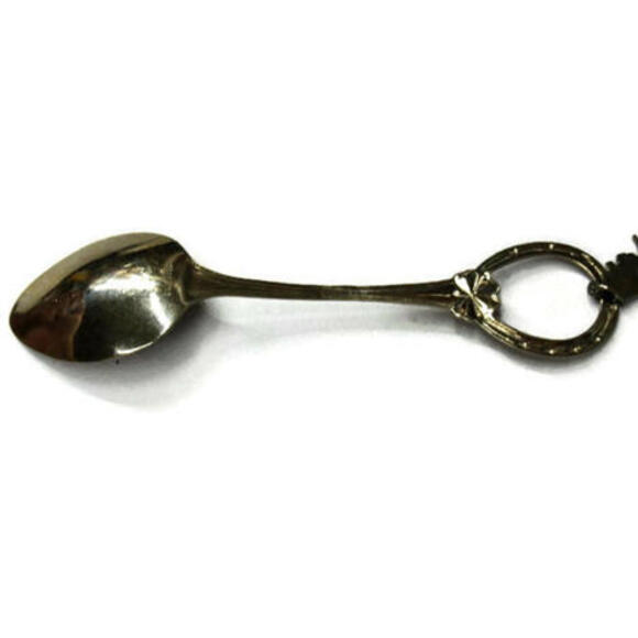 Vintage Alaska Spoon Sterling 925 Souvenir Collector Charm Top Clover Hearts Bow - Picture 3 of 11